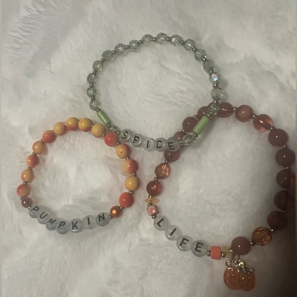 Pumpkin Spice Beaded Bracelets Set